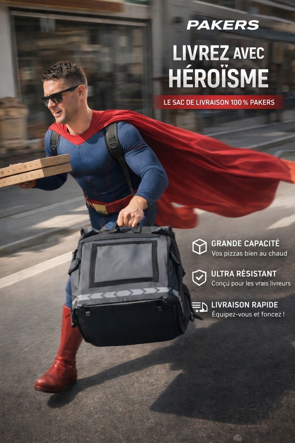 Livreur Uber Eats Pro Diamant avec sac PAKERS — livreur héros