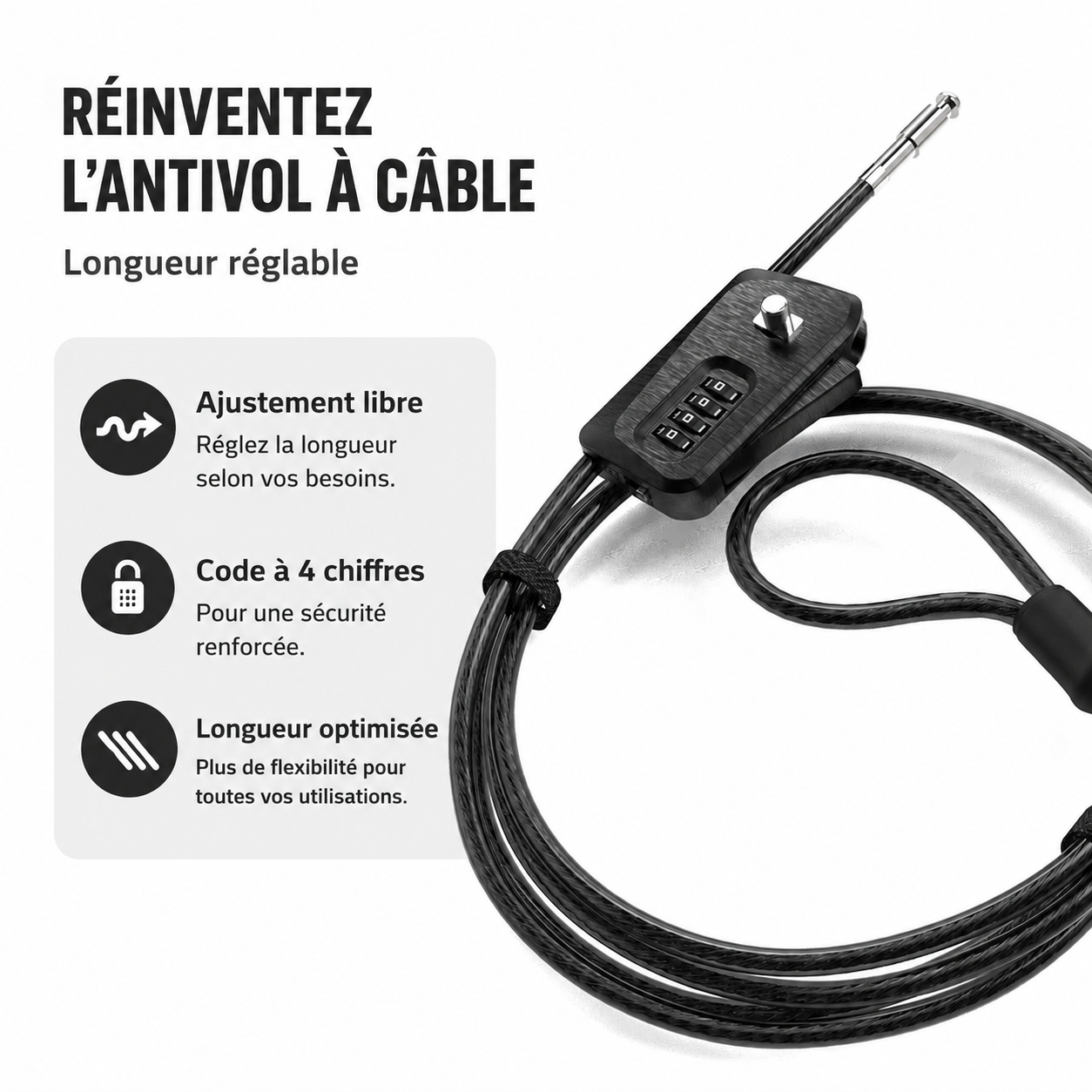 Cadenas PYTHON PAKERS© | Antivol rapide pour arrêts courts livreur | Combinaison 4 chiffres